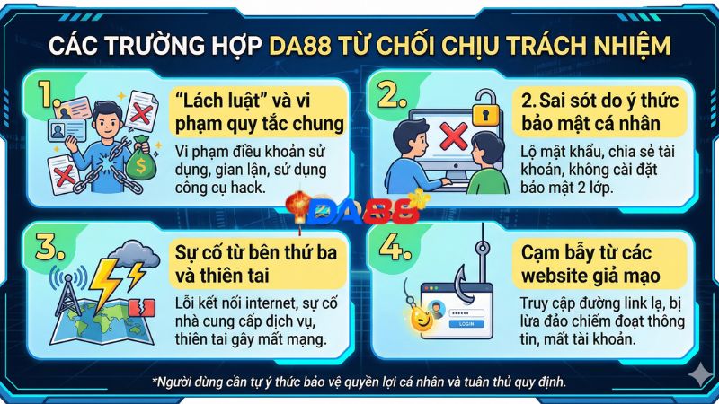 Các trường hợp Da88 từ chối chịu trách nhiệm