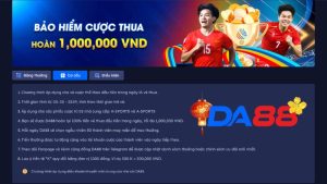 Chơi Lớn Cùng DA88: Bảo Hiểm Cược Thua Thể Thao Lên Đến 1.000.000 VNĐ